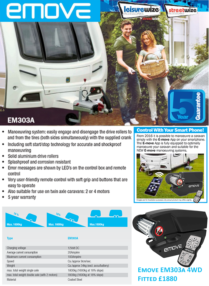 The Emove EM303a 4WD twin axe quad motor caravan mover by Leisurewize is a perfect entry level caravan mover for the budget conscious caravanner